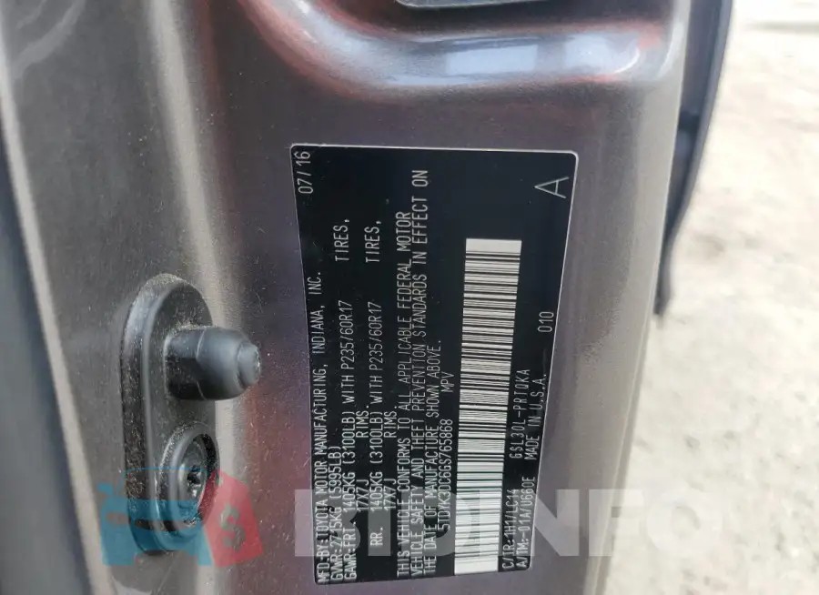 5TDYK3DC6GS765868 Photo# 13