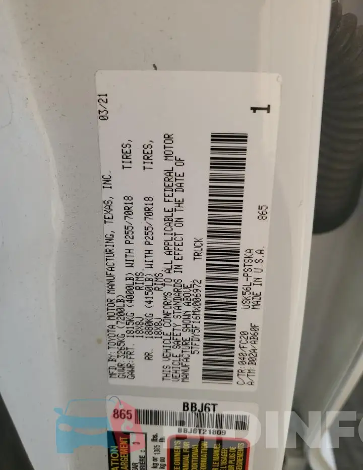 5TFDY5F16MX006972 Photo# 13