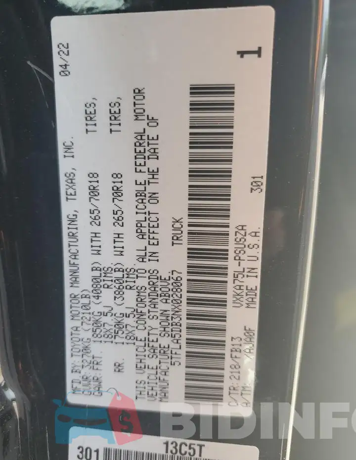 5TFLA5DB3NX028067 Photo# 12