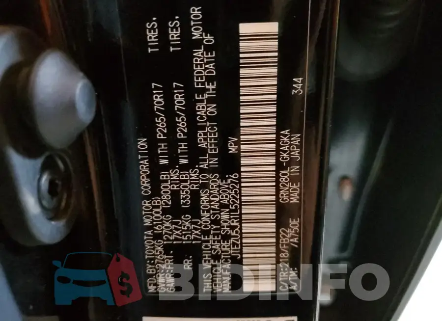 JTEZU5JR1L5225276 Photo# 13