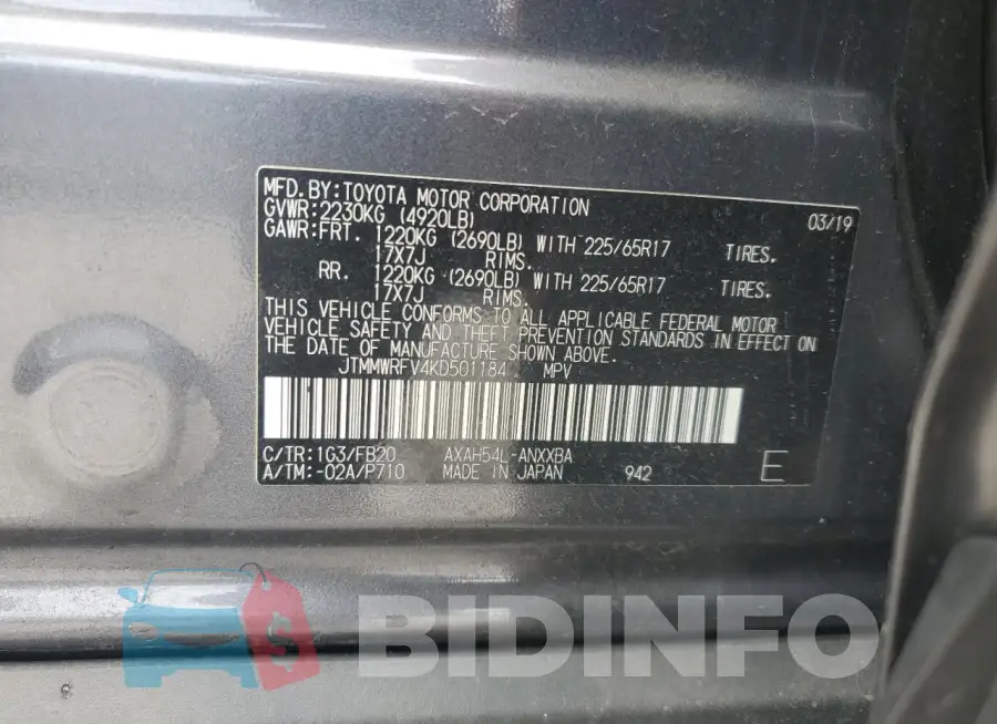 JTMMWRFV4KD501184 Photo# 13