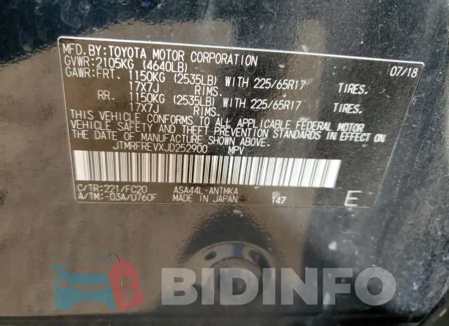 JTMRFREVXJD252900 Photo# 12