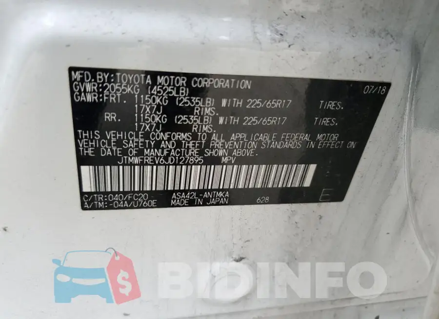 JTMWFREV6JD127895 Photo# 13