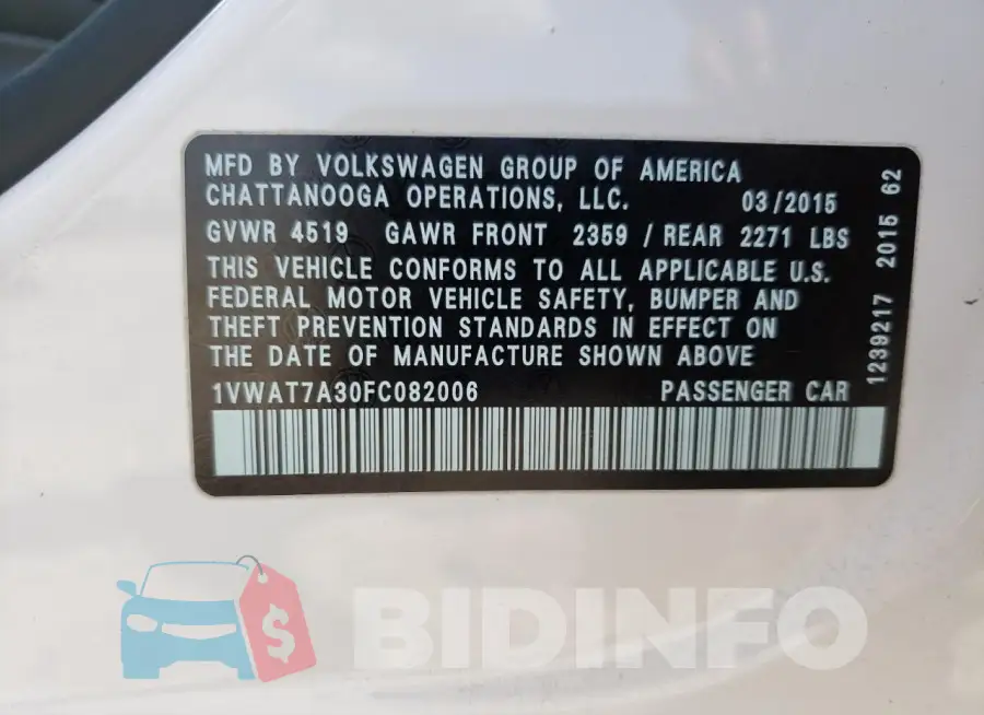 1VWAT7A30FC082006 Photo# 12