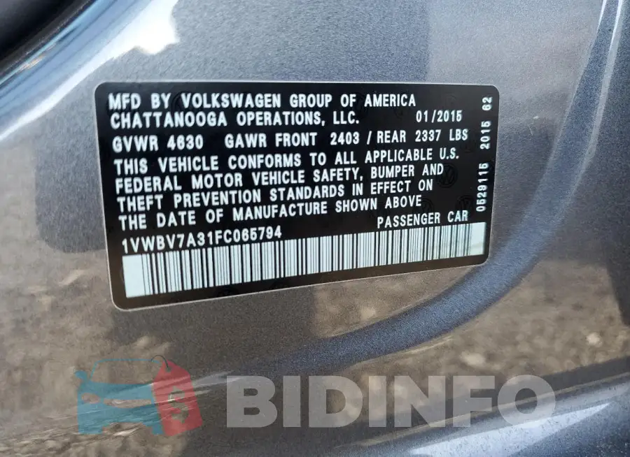 1VWBV7A31FC065794 Photo# 12