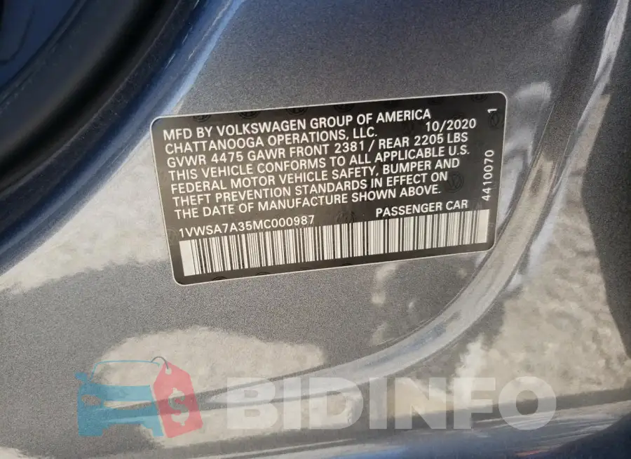 1VWSA7A35MC000987 Photo# 12