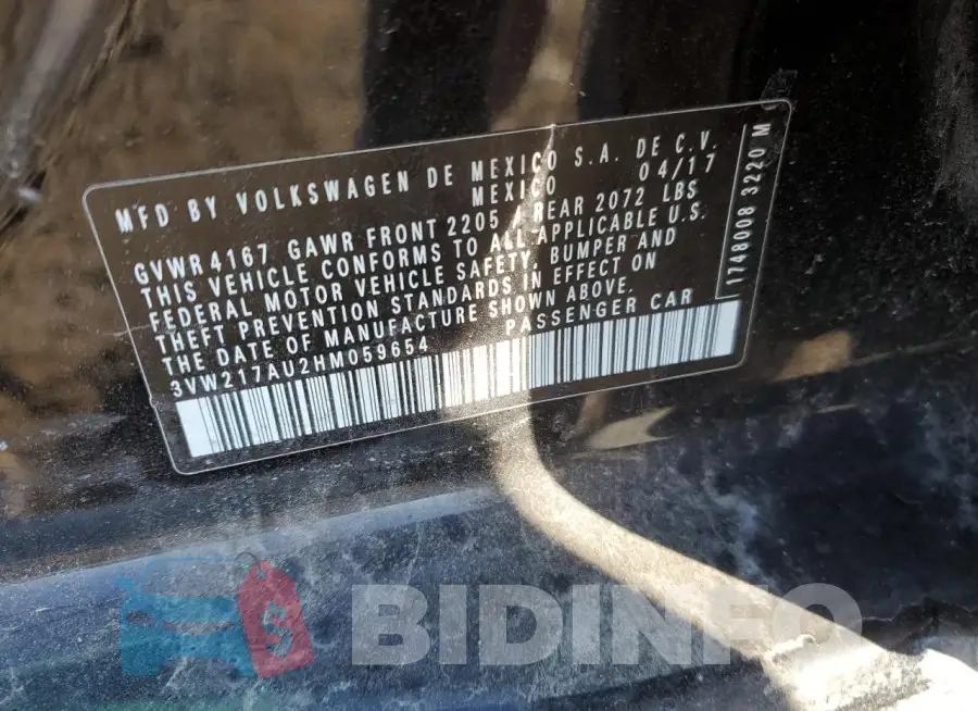 3VW217AU2HM059654 Photo# 12