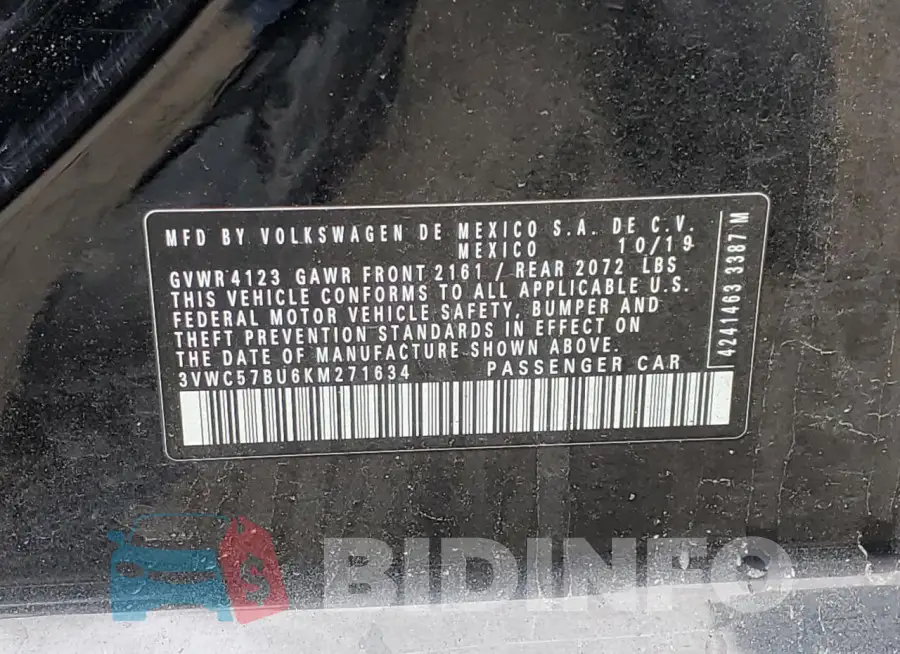 3VWC57BU6KM271634 Photo# 12
