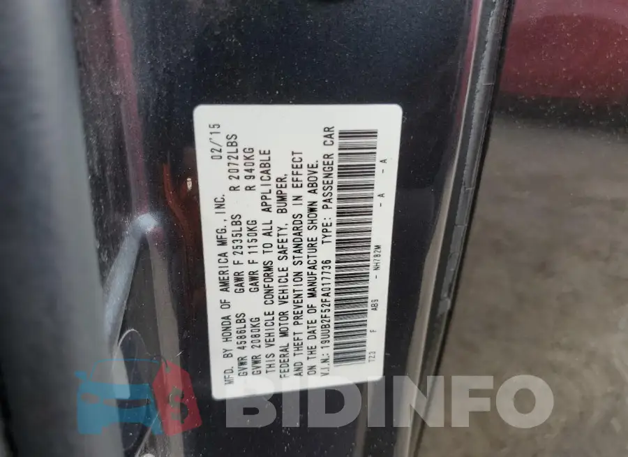 19UUB2F52FA017736 Photo# 12