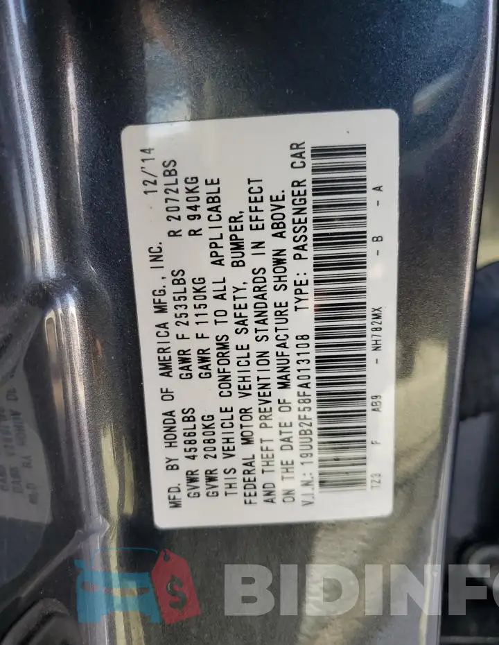 19UUB2F58FA013108 Photo# 12