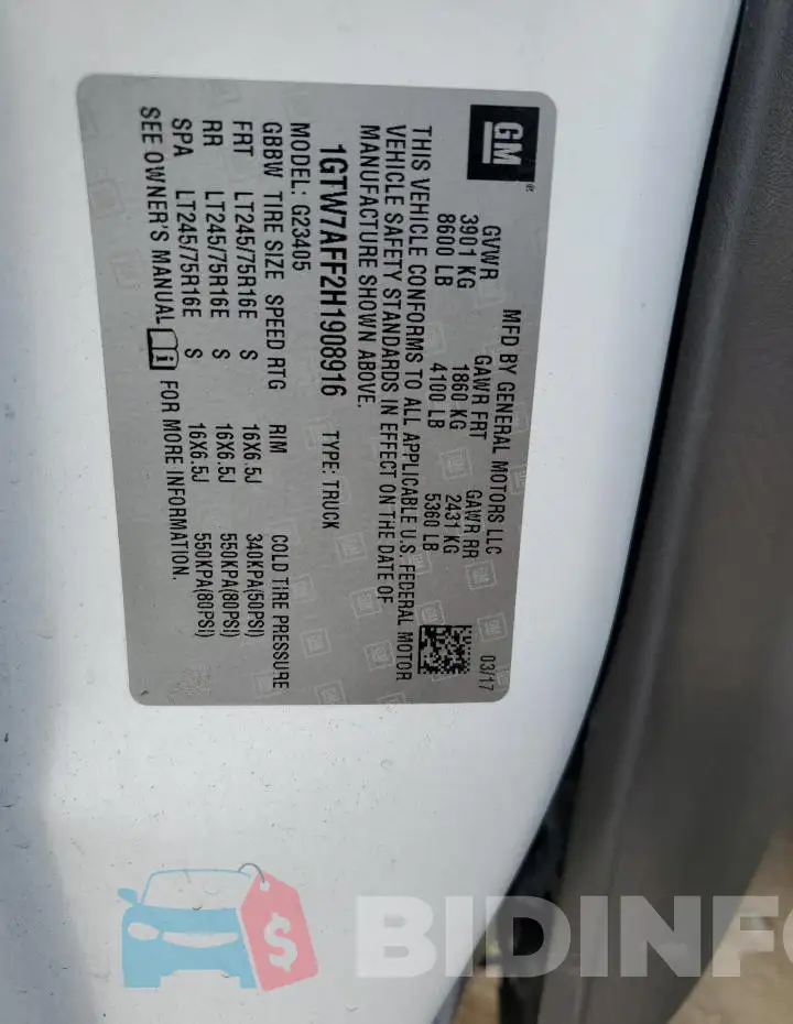 1GTW7AFF2H1908916 Photo# 13