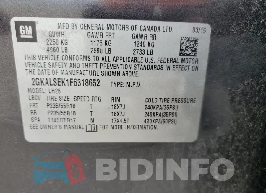 2GKALSEK1F6318652 Photo# 13