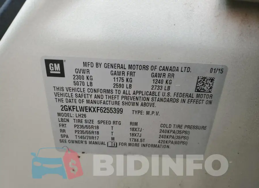 2GKFLWEKXF6255399 Photo# 12