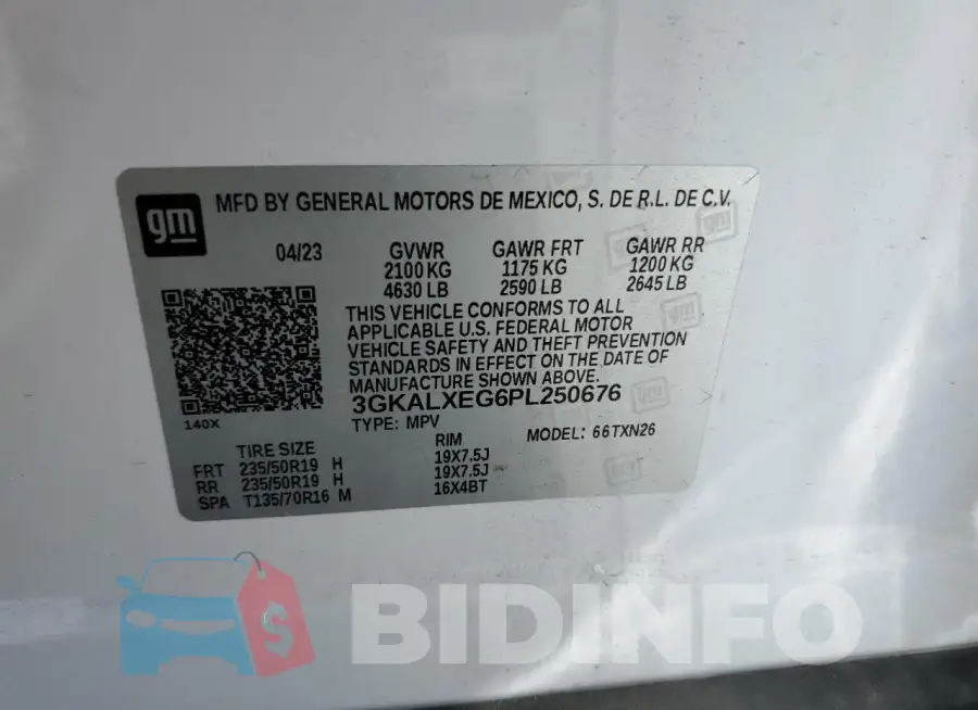 3GKALXEG6PL250676 Photo# 12