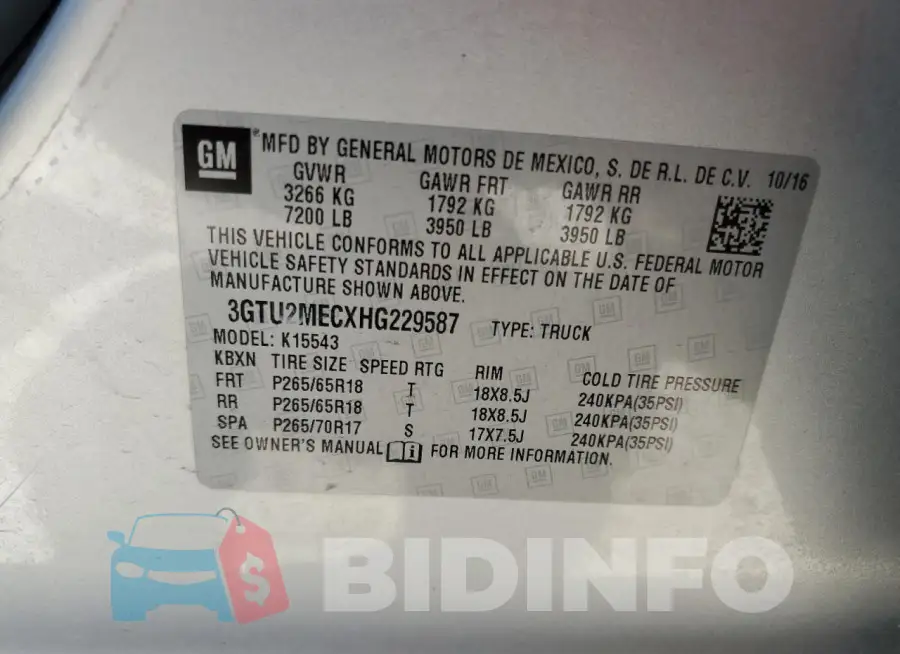 3GTU2MECXHG229587 Photo# 12