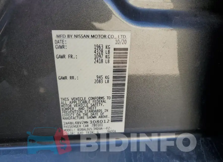 1N4BL4BV2MN308012 Photo# 13