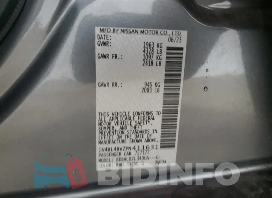 1N4BL4BV2PN411631 Photo# 12