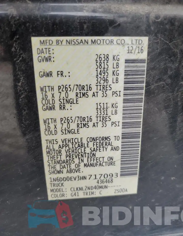 1N6DD0EV3HN717093 Photo# 12