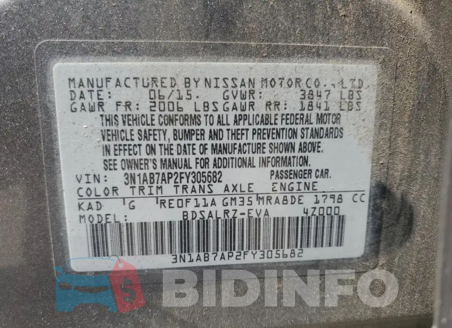3N1AB7AP2FY305682 Photo# 12