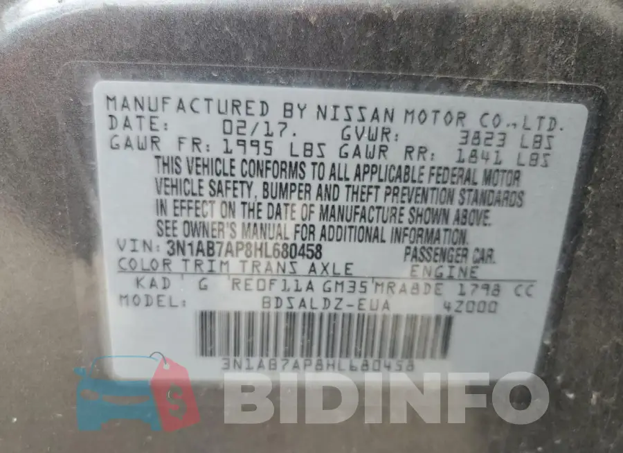 3N1AB7AP8HL680458 Photo# 12