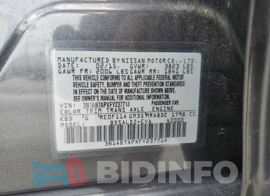3N1AB7APXFY237714 Photo# 12