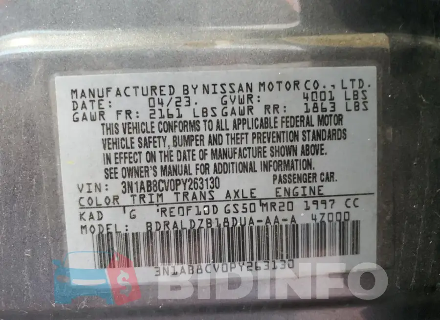 3N1AB8CV0PY263130 Photo# 12