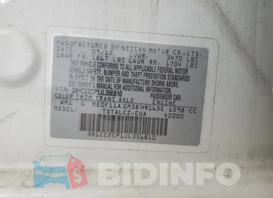 3N1CE2CP1JL356810 Photo# 12