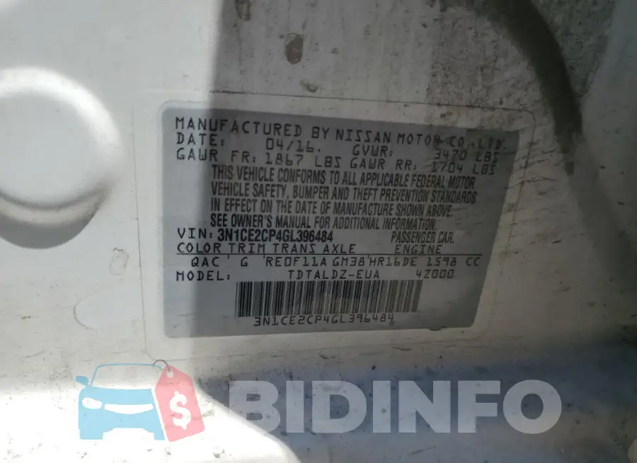 3N1CE2CP4GL396484 Photo# 12