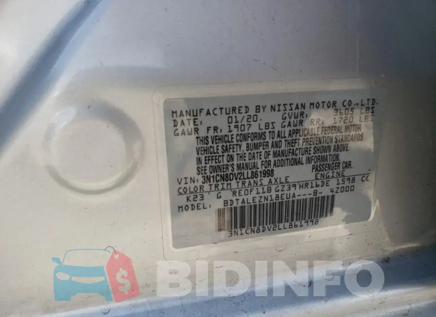 3N1CN8DV2LL861998 Photo# 12