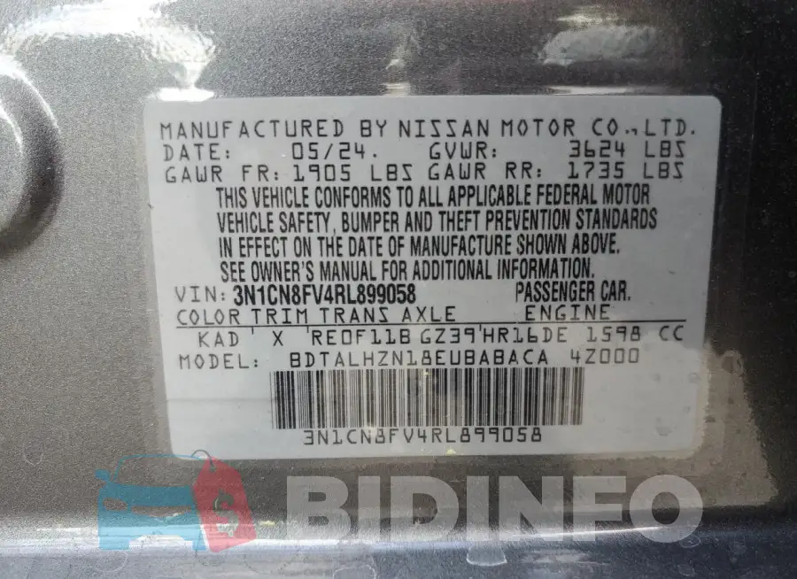 3N1CN8FV4RL899058 Photo# 13