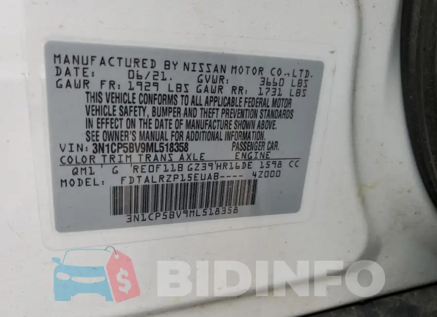 3N1CP5BV9ML518358 Photo# 13