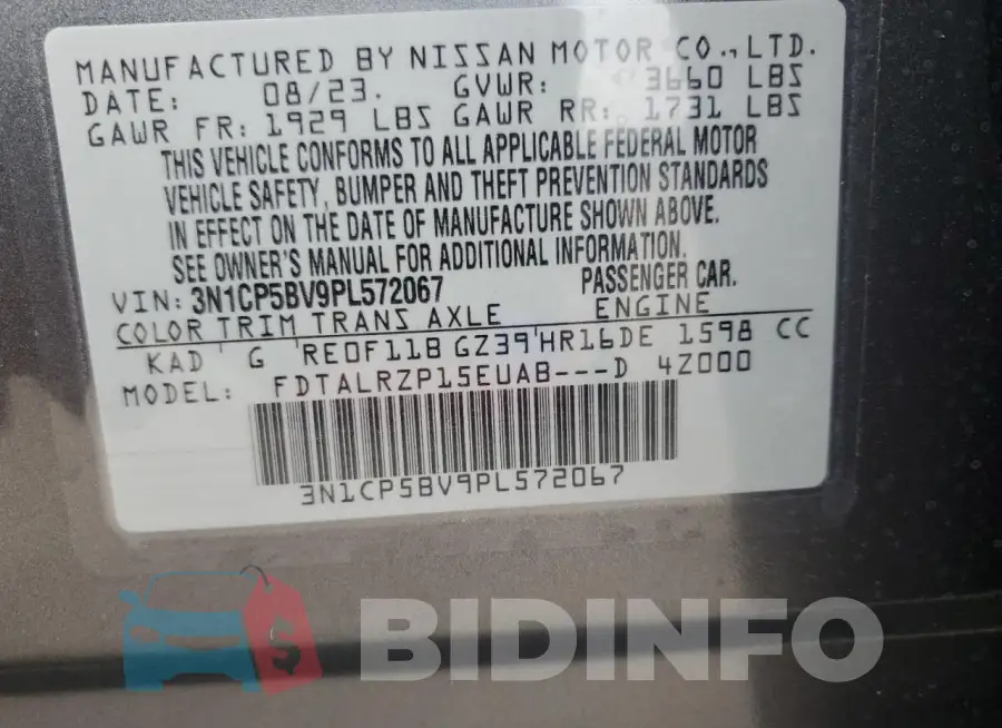 3N1CP5BV9PL572067 Photo# 14