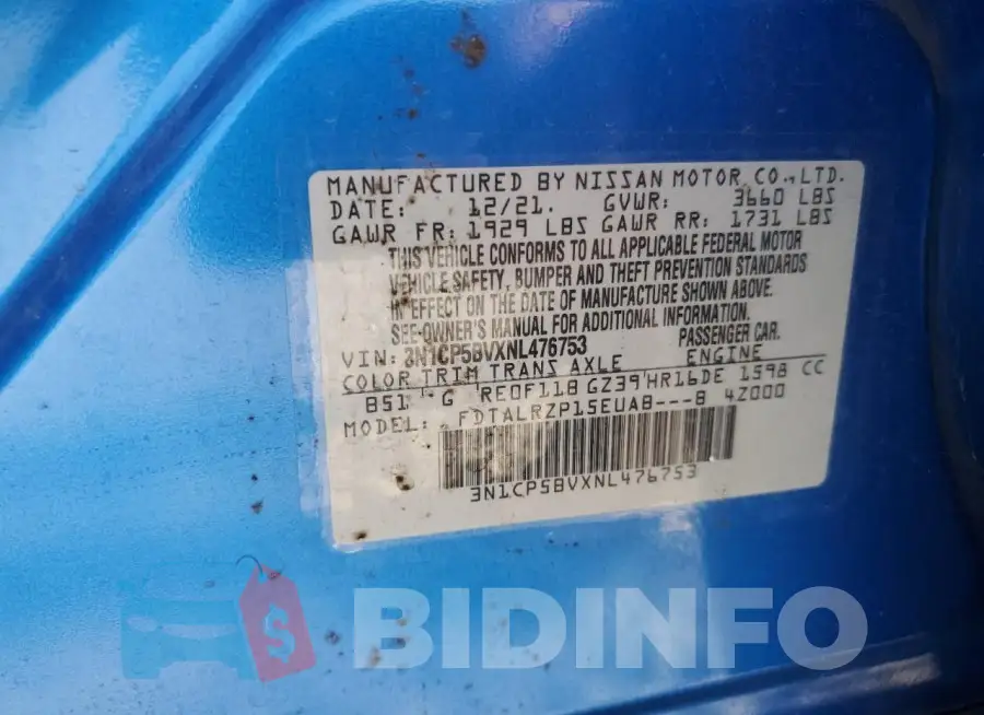3N1CP5BVXNL476753 Photo# 12