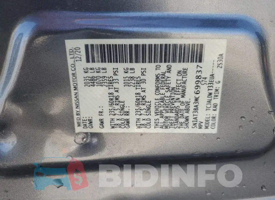 5N1AT3BA3MC699837 Photo# 13
