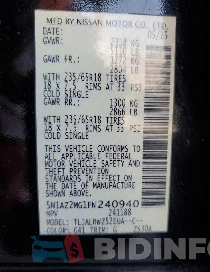 5N1AZ2MG1FN240940 Photo# 14