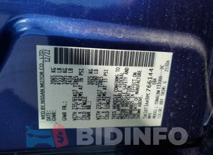 5N1BT3AA9PC766144 Photo# 13