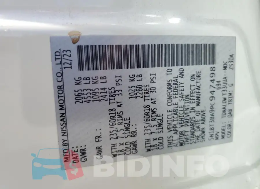 5N1BT3BA9PC947498 Photo# 13
