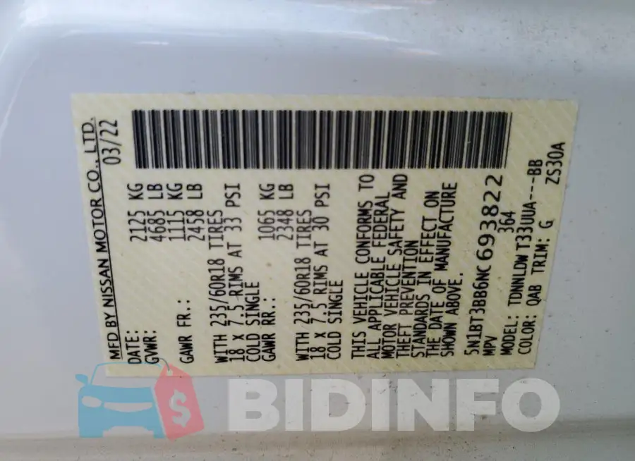 5N1BT3BB6NC693822 Photo# 13