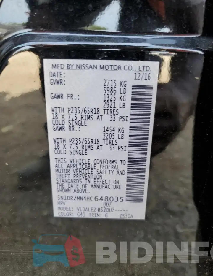 5N1DR2MN4HC648035 Photo# 12