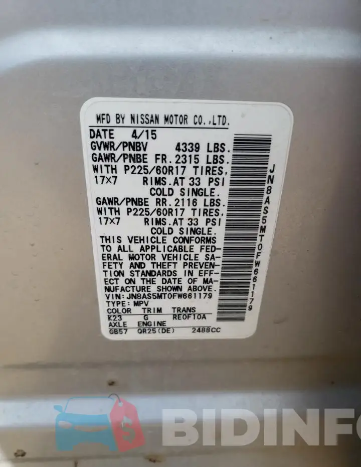 JN8AS5MT0FW661179 Photo# 13