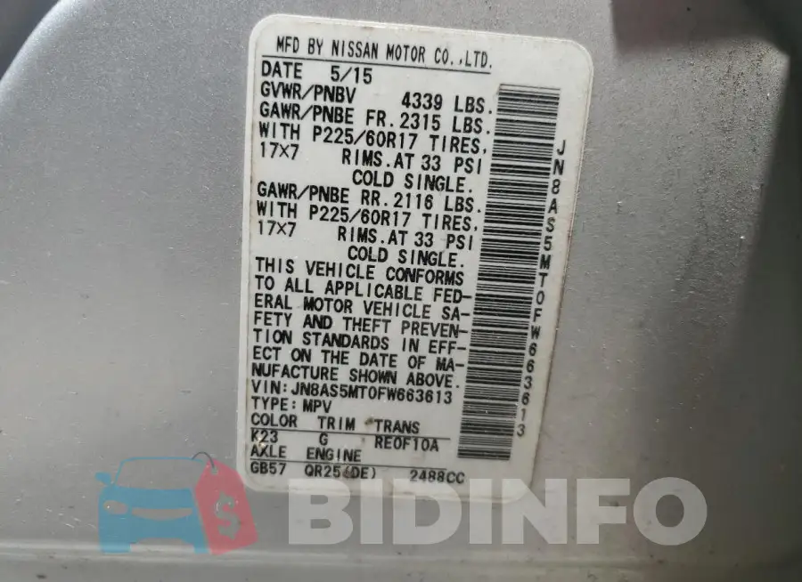 JN8AS5MT0FW663613 Photo# 13