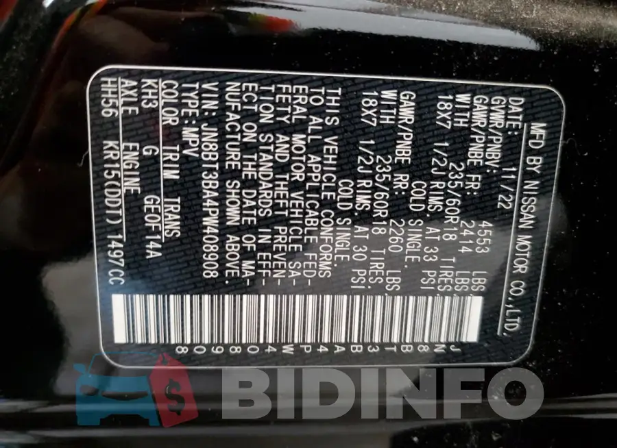 JN8BT3BA4PW408908 Photo# 13