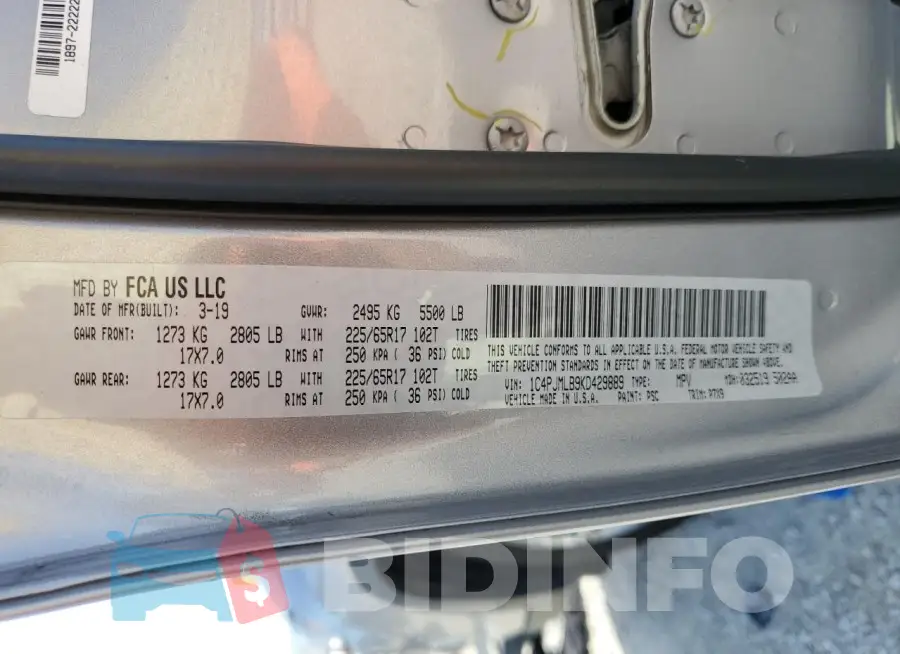 1C4PJMLB9KD429889 Photo# 13
