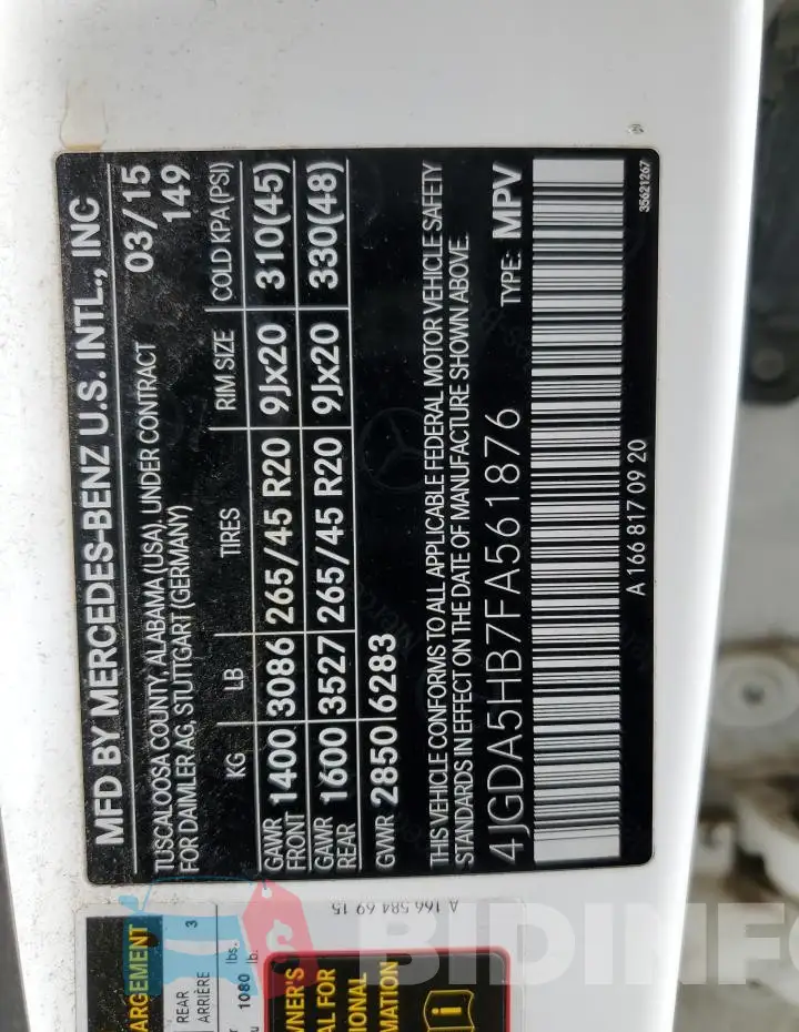 4JGDA5HB7FA561876 Photo# 13