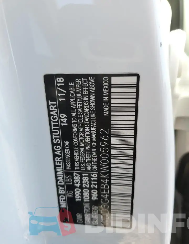 WDD3G4EB4KW005962 Photo# 12