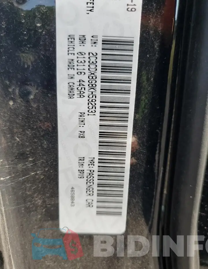 2C3CDXBG8KH592531 Photo# 12