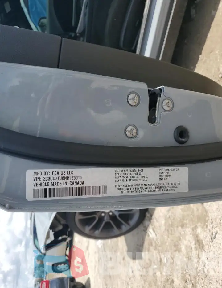 2C3CDZFJ6NH125016 Photo# 12