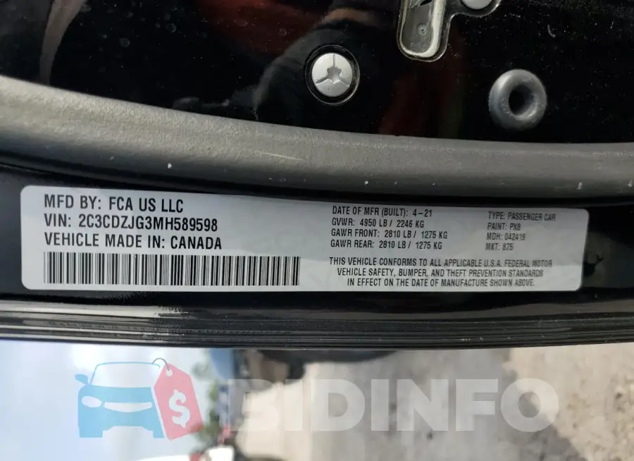 2C3CDZJG3MH589598 Photo# 12