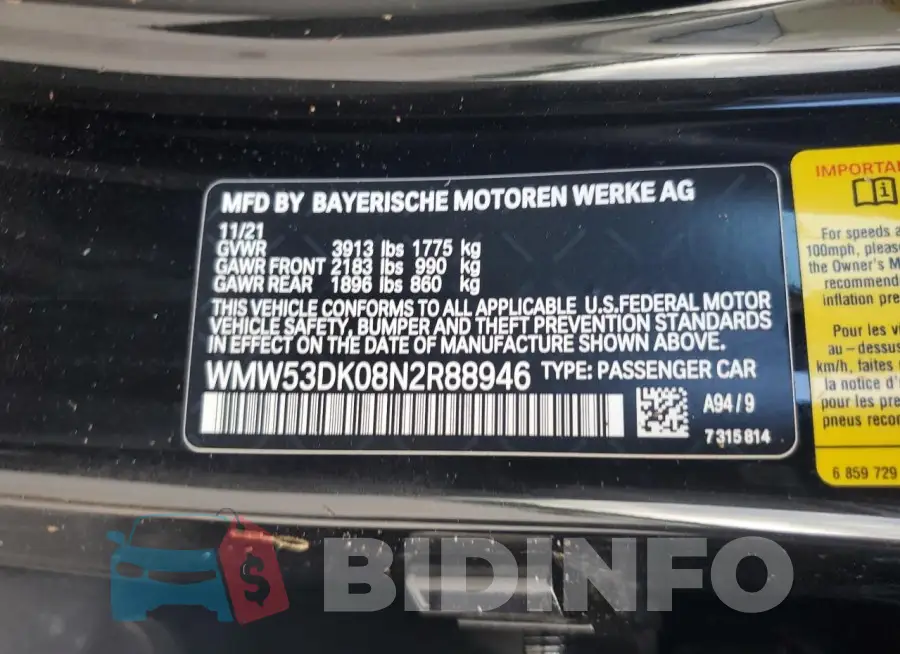 WMW53DK08N2R88946 Photo# 14
