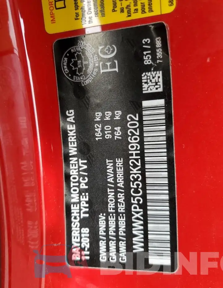 WMWXP5C53K2H96202 Photo# 12